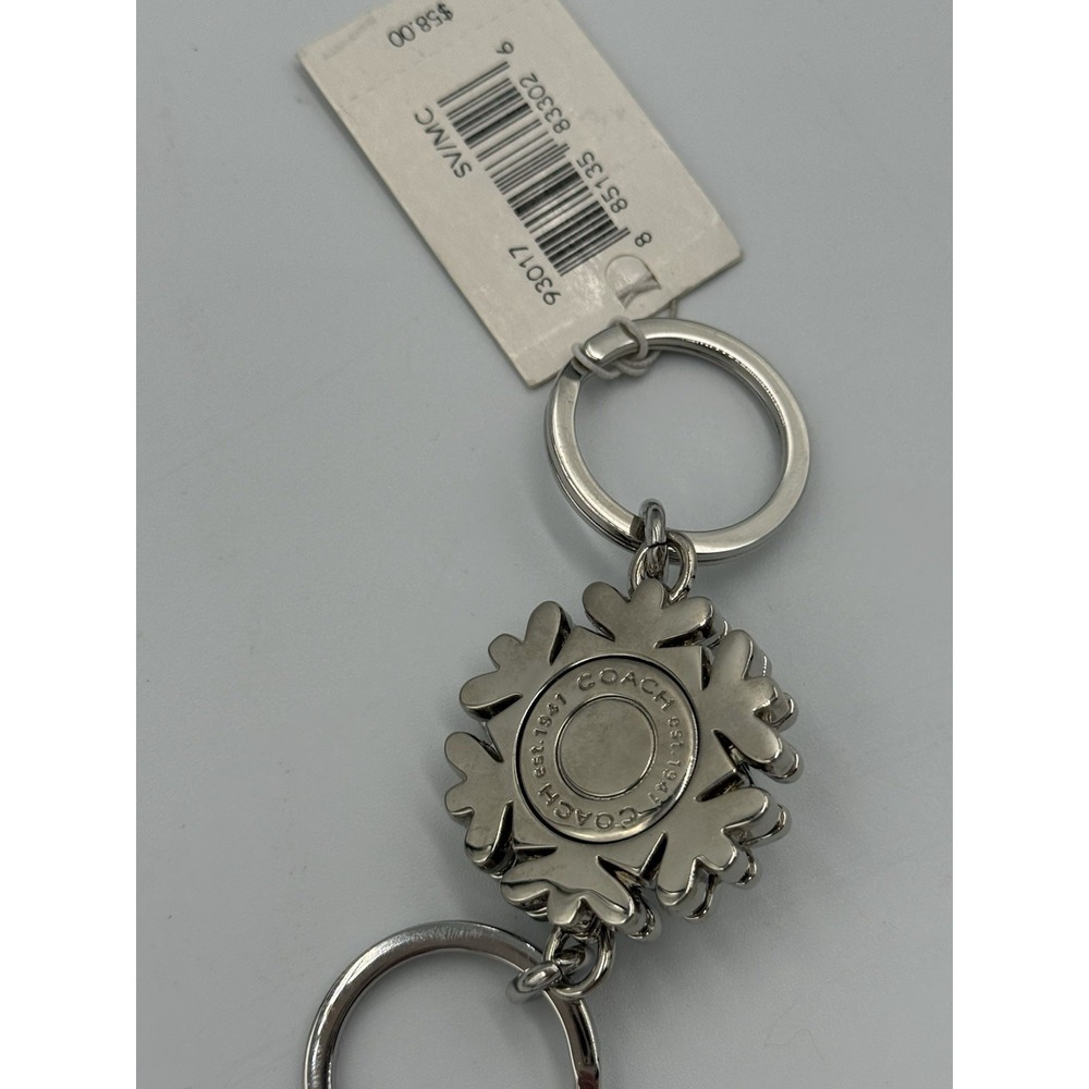Coach Snowflake Crystal Detachable Keychain Charm Silver Holiday 93017 NWT - Picture 7 of 13